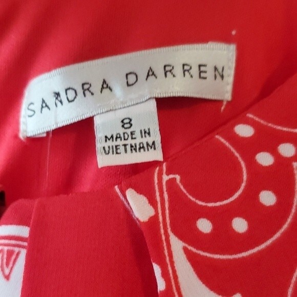 NWT SANDRA DARREN MAXIDRESS RED WHITE SIZE 8 - Picture 4 of 10
